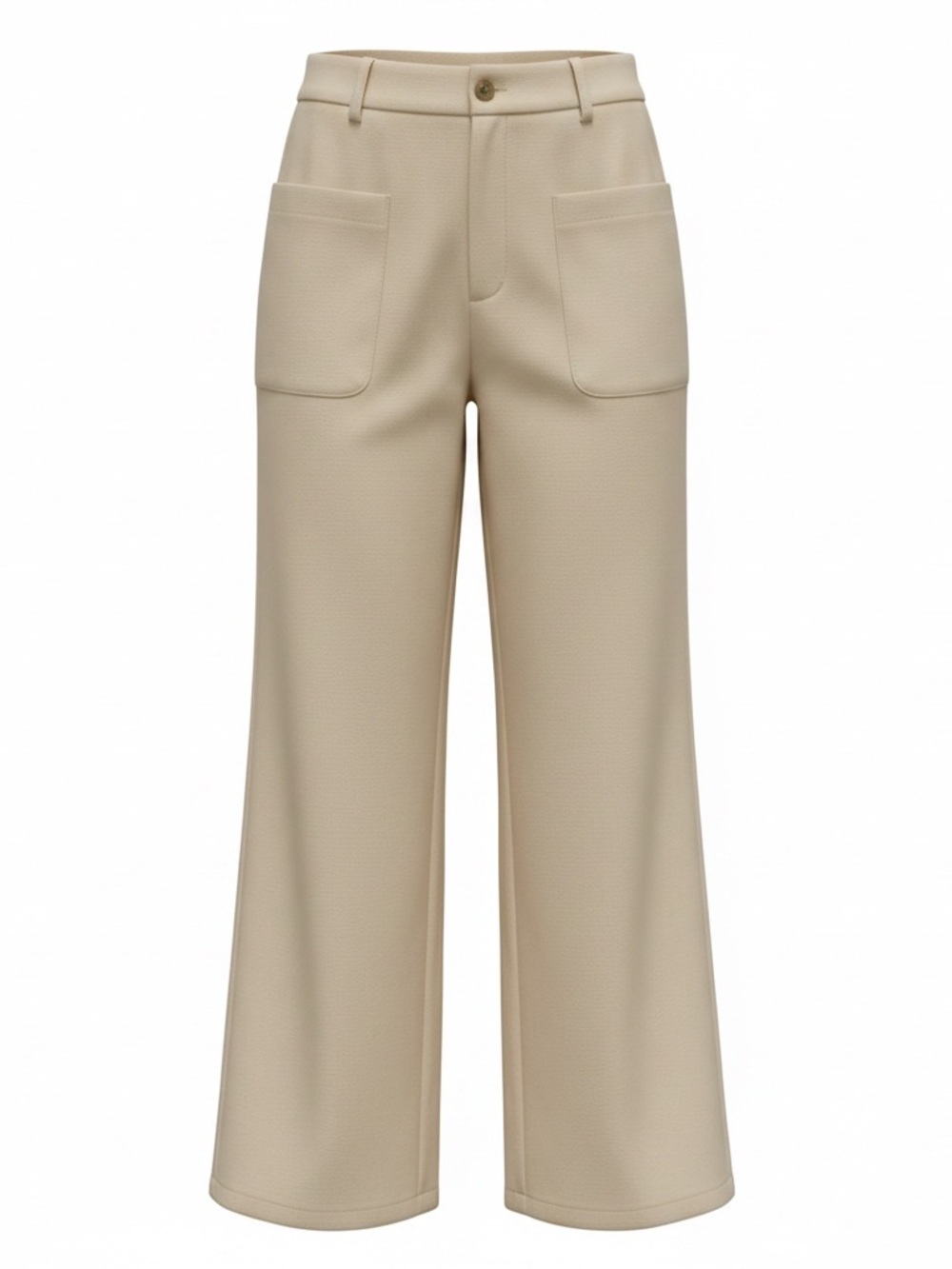 Womens Wide-Leg Pocket Trousers - Cream